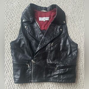 Italy Vintage Motorcycle Black Leather Halter Vest